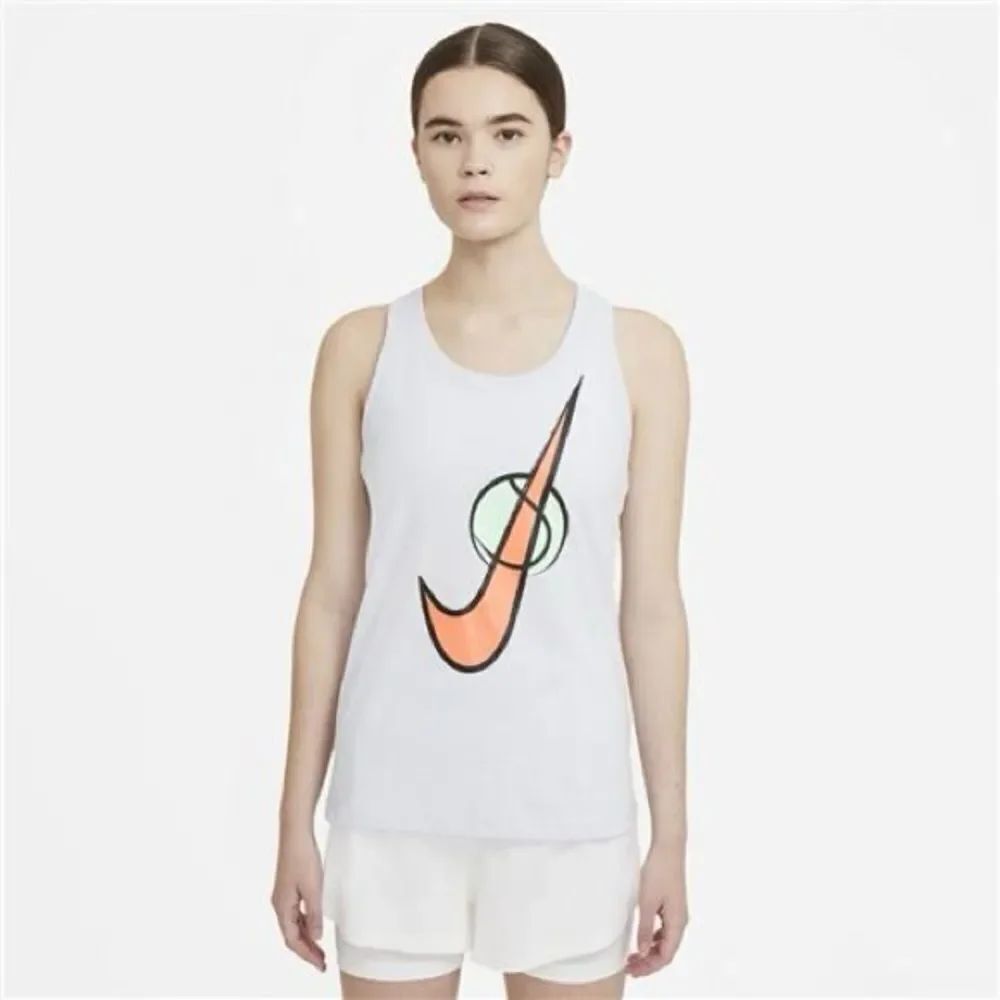 NIKE Women's Nike Court Swoosh Racerback Cotton Boend Tank Top White Size Large